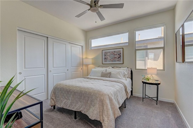 8335 Beaten Path Ct, Las Vegas, NV 89166 - carpeted bedroom with a closet, baseboards, and ceiling fan