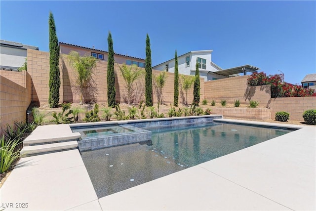 8335 Beaten Path Ct, Las Vegas, NV 89166 - view of swimming pool with a fenced backyard and a pool with connected hot tub