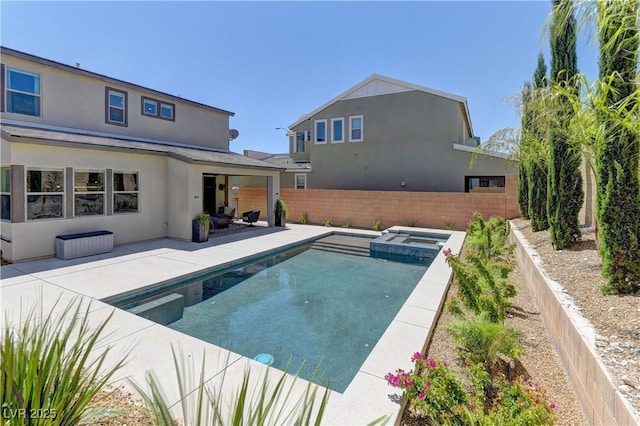 8335 Beaten Path Ct, Las Vegas, NV 89166 - view of pool with a fenced backyard, a patio, and a pool with connected hot tub