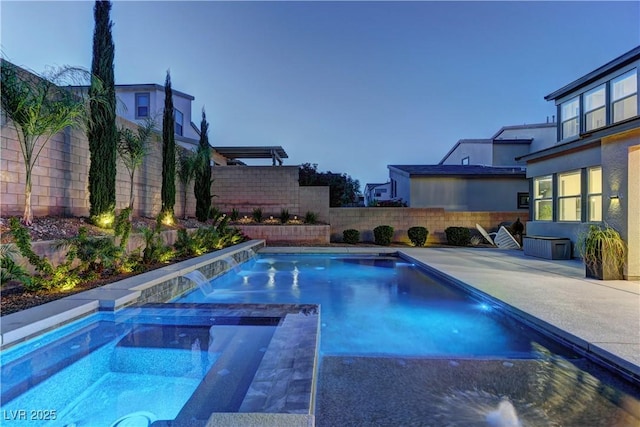 8335 Beaten Path Ct, Las Vegas, NV 89166 - view of pool featuring a fenced backyard, a patio, and a pool with connected hot tub