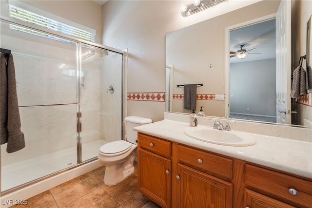 8125 Soledad Canyon St, Las Vegas, NV 89131 - full bath featuring ceiling fan, a stall shower, toilet, and vanity