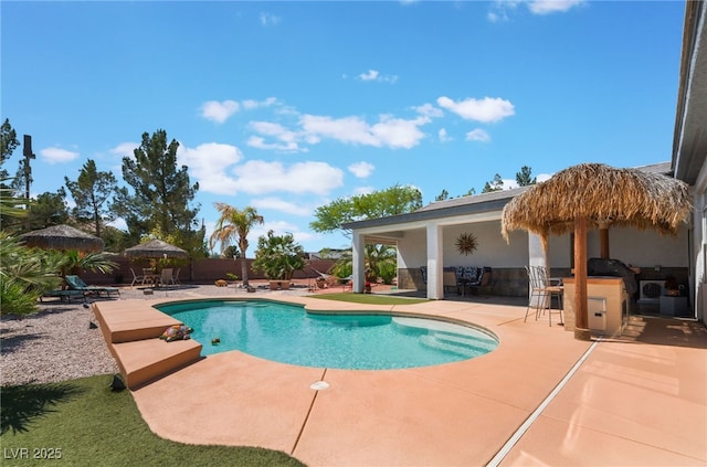 8125 Soledad Canyon St, Las Vegas, NV 89131 - view of pool featuring a patio and fence