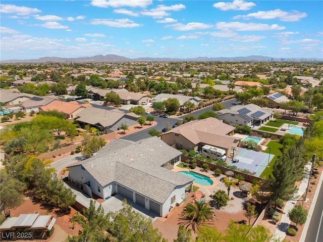 8125 Soledad Canyon St, Las Vegas, NV 89131 - aerial view of residential area with a pool and a mountain backdrop