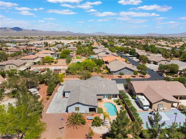 8125 Soledad Canyon St, Las Vegas, NV 89131 - aerial view of residential area featuring a mountainous background and a pool area