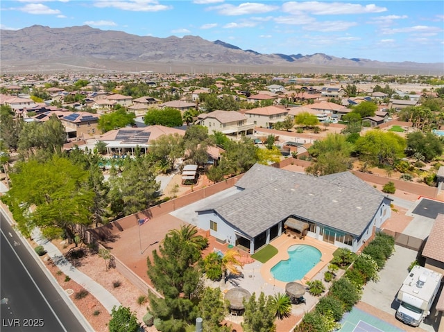 8125 Soledad Canyon St, Las Vegas, NV 89131 - aerial view of residential area featuring mountains and a pool area