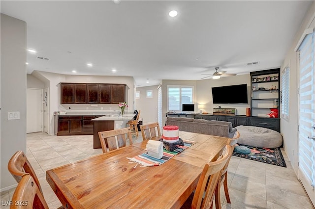9327 S Chieftain St, Las Vegas, NV 89178 - dining area featuring ceiling fan and recessed lighting