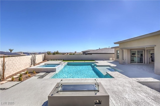 10048 Copper Edge Rd, Las Vegas, NV 89148 - view of swimming pool featuring a fenced backyard, a patio area, and a pool with connected hot tub