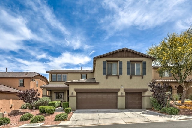 10623 Auburn Springs Ave, Las Vegas, NV 89166 - view of front facade with stucco siding, a garage, concrete driveway, and a tiled roof