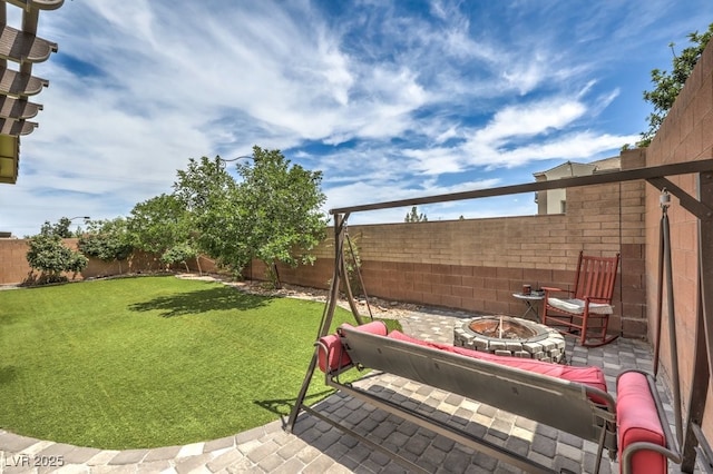 10623 Auburn Springs Ave, Las Vegas, NV 89166 - view of yard featuring a fire pit and a patio