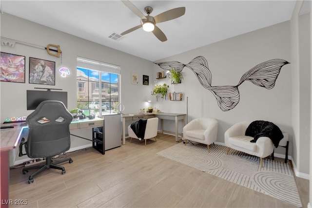 11244 Gammila Dr, Las Vegas, NV 89141 - office space with light wood-type flooring, ceiling fan, and baseboards