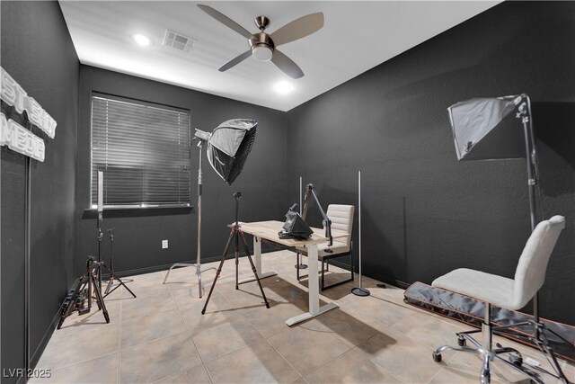 11244 Gammila Dr, Las Vegas, NV 89141 - home office featuring a ceiling fan and recessed lighting