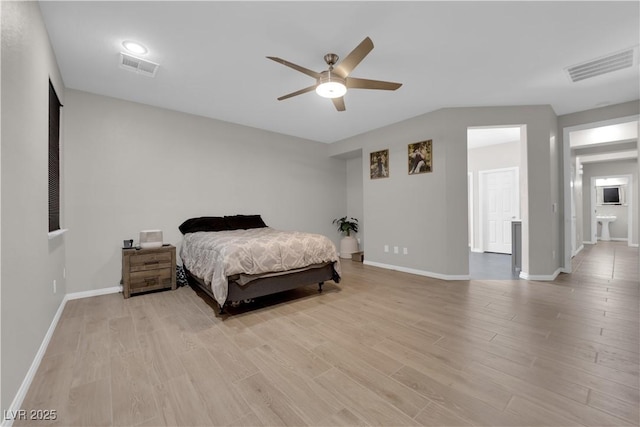 11244 Gammila Dr, Las Vegas, NV 89141 - bedroom featuring light wood-style floors, baseboards, and ceiling fan