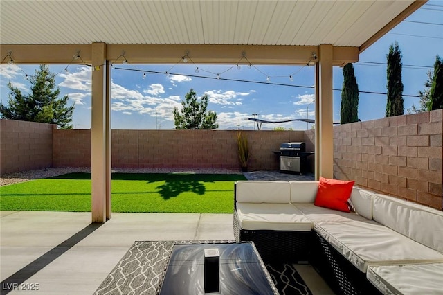 1637 Harvest Pecan Ct, Las Vegas, NV 89108 - view of patio / terrace with outdoor lounge area and a fenced backyard