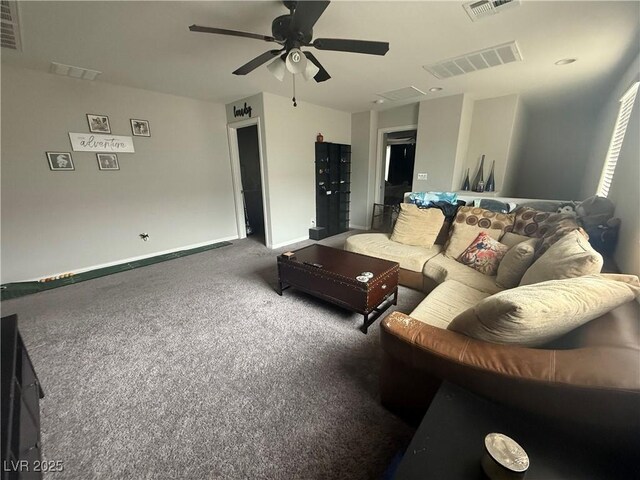5941 Galway Bay St, North Las Vegas, NV 89081 - living area featuring carpet flooring and a ceiling fan