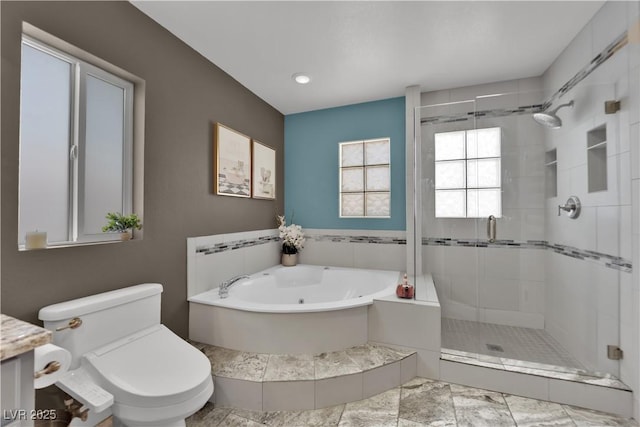 10902 Fintry Hills St, Las Vegas, NV 89141 - full bathroom with a stall shower, a bath, and toilet