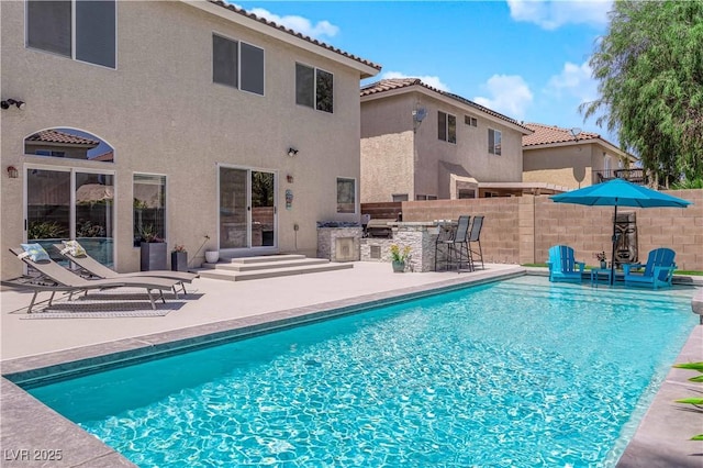10902 Fintry Hills St, Las Vegas, NV 89141 - view of pool featuring a patio area, area for grilling, and fence