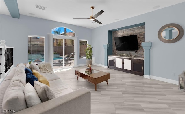 10902 Fintry Hills St, Las Vegas, NV 89141 - living room with ceiling fan and baseboards
