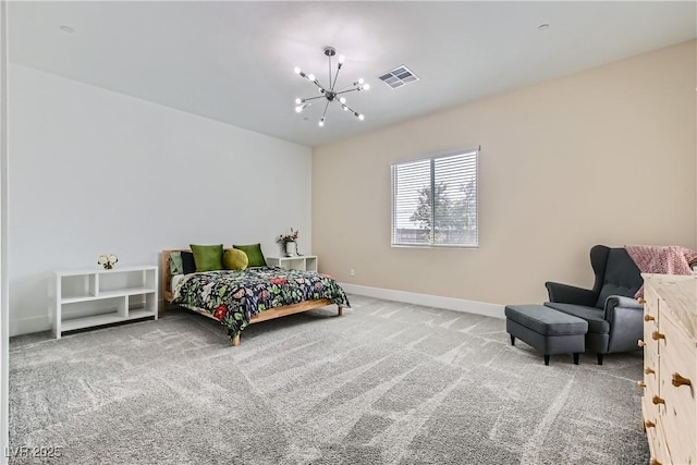 5321 Brayden Ct, Las Vegas, NV 89131 - bedroom featuring a chandelier, carpet flooring, and baseboards