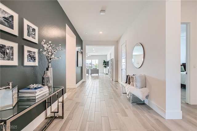 5321 Brayden Ct, Las Vegas, NV 89131 - corridor with baseboards, light wood-type flooring, and recessed lighting