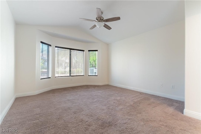 2185 High Mesa Dr, Henderson, NV 89012 - empty room featuring carpet floors, lofted ceiling, baseboards, and ceiling fan