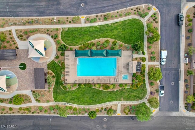 1055 Fish Pond Ave, Henderson, NV 89014 - aerial overview of property's location featuring a pool