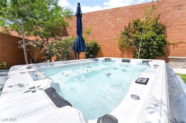 5981 Smith Valley Rd, Las Vegas, NV 89148 - view of pool featuring a hot tub and fence