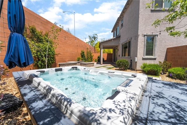 5981 Smith Valley Rd, Las Vegas, NV 89148 - view of swimming pool featuring an outdoor hot tub and a fenced backyard