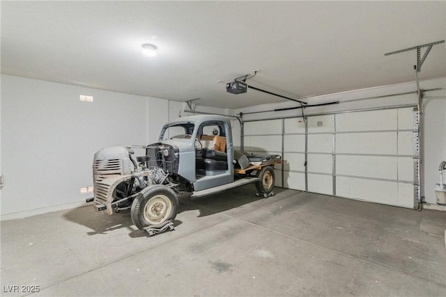 garage with a garage door opener