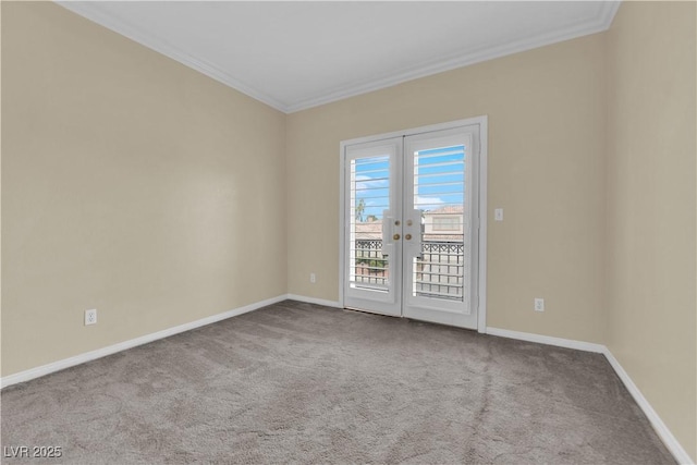 2257 Norway Pine Ct, Las Vegas, NV 89134 - carpeted spare room featuring french doors, crown molding, and baseboards
