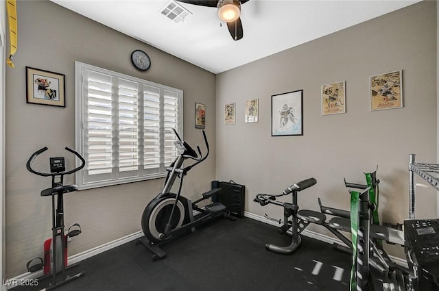 468 Harvest Rain, Las Vegas, NV 89011 - exercise area featuring ceiling fan and baseboards