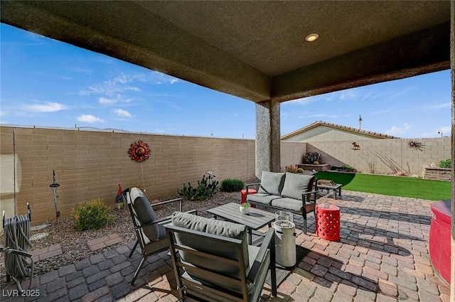 468 Harvest Rain, Las Vegas, NV 89011 - view of patio / terrace featuring a fenced backyard and an outdoor living space