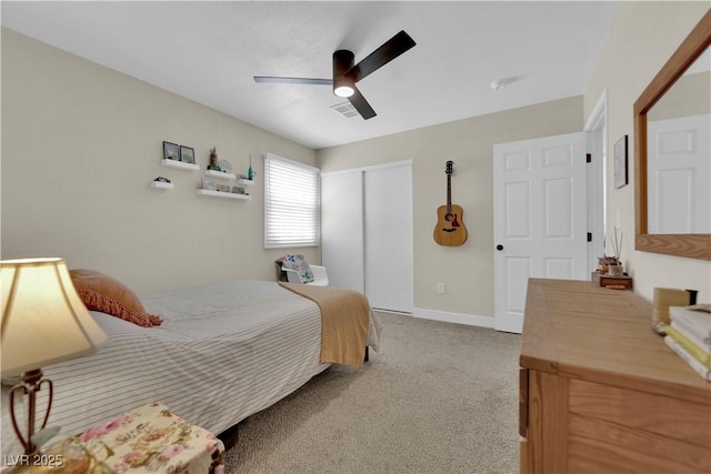 1320 Wengert Ave, Las Vegas, NV 89104 - bedroom featuring carpet floors, a closet, a ceiling fan, and baseboards