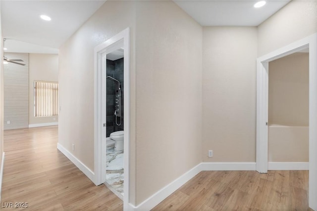 8847 W Katie Ave, Las Vegas, NV 89147 - hall with light wood finished floors, baseboards, and recessed lighting
