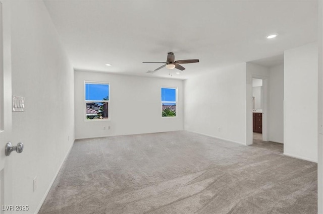 9198 Harbin Ave, Las Vegas, NV 89148 - spare room featuring a ceiling fan, carpet flooring, recessed lighting, and baseboards