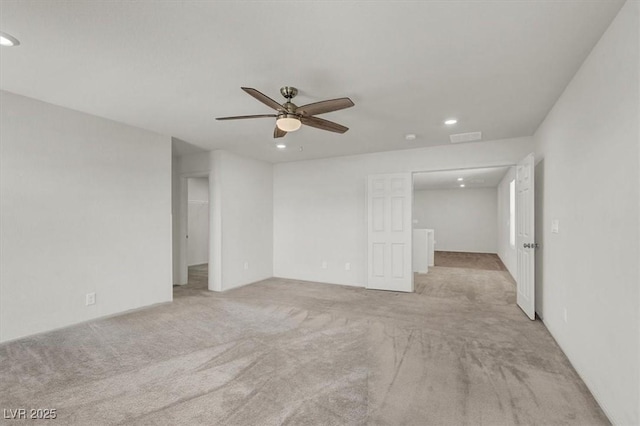 9198 Harbin Ave, Las Vegas, NV 89148 - spare room with recessed lighting, a ceiling fan, and light colored carpet