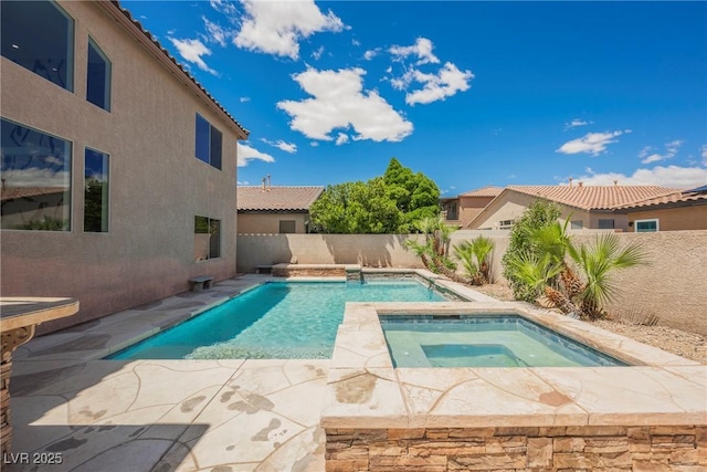 8244 Cupertino Heights Way, Las Vegas, NV 89178 - view of swimming pool with an in-ground hot tub and a fenced backyard