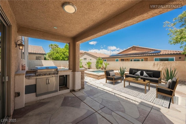 8244 Cupertino Heights Way, Las Vegas, NV 89178 - fenced backyard featuring a patio area and outdoor lounge area