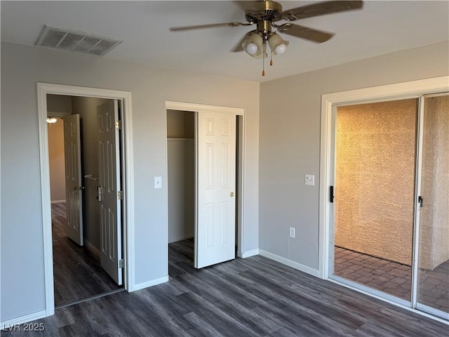 4455 W Ford Ave, Las Vegas, NV 89139 - unfurnished bedroom featuring dark wood finished floors, a closet, and ceiling fan