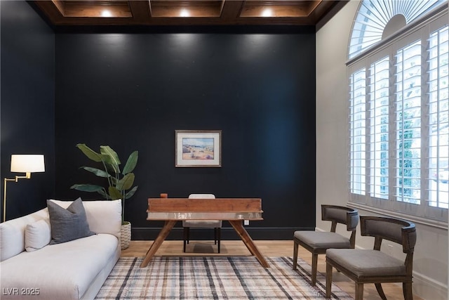 1610 Brock Ct, Las Vegas, NV 89117 - sitting room featuring wood finished floors, baseboards, and beam ceiling