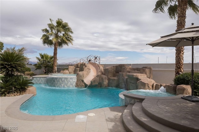 1610 Brock Ct, Las Vegas, NV 89117 - view of swimming pool featuring a pool with connected hot tub and a water slide