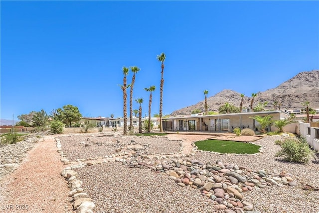 1157 Morning Sun Way, Las Vegas, NV 89110 - view of yard with a mountain view, fence, and a patio area
