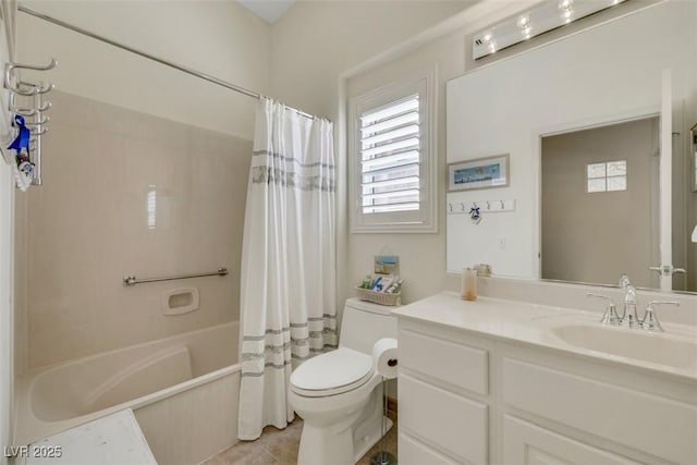 10532 Sea Palms Ave, Las Vegas, NV 89134 - full bath with plenty of natural light, shower / bathtub combination with curtain, vanity, and tile patterned flooring