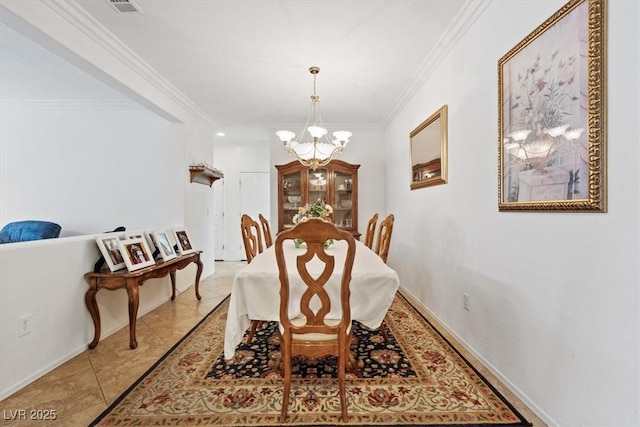 2108 Willow Wren Dr, North Las Vegas, NV 89084 - dining area featuring a chandelier and crown molding