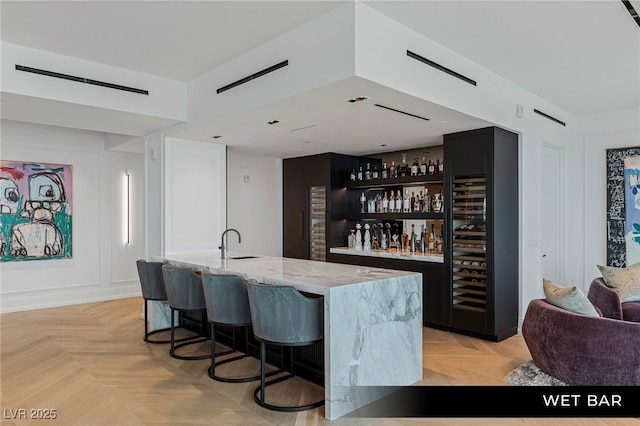 indoor bar with wine cooler