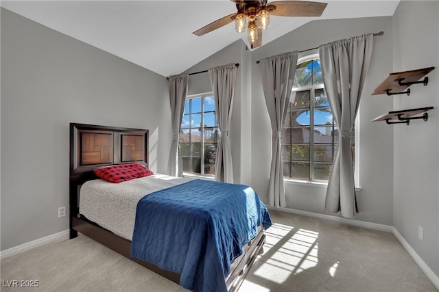 4617 Mancilla St, Las Vegas, NV 89130 - bedroom with lofted ceiling, carpet, baseboards, and a ceiling fan