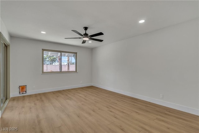 4061 W Eldorado Ln, Las Vegas, NV 89139 - empty room with light wood-style floors, recessed lighting, a ceiling fan, and baseboards