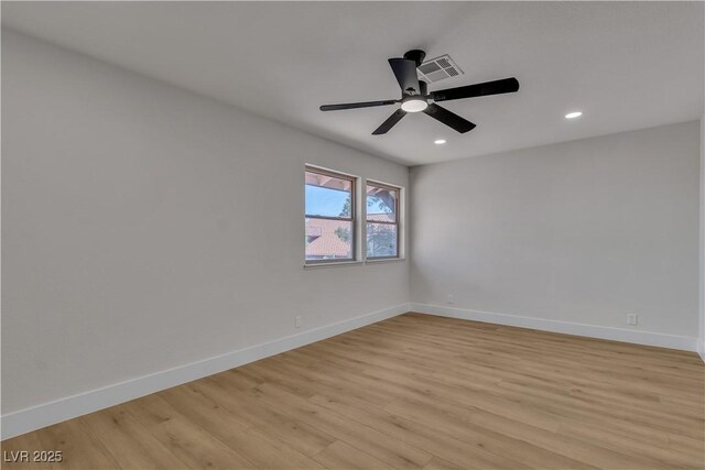 4061 W Eldorado Ln, Las Vegas, NV 89139 - empty room with baseboards, light wood-style floors, recessed lighting, and a ceiling fan