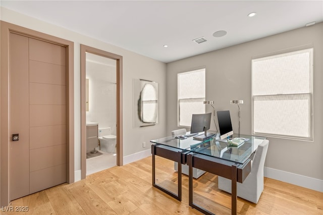 11453 Glowing Sunset Ln, Las Vegas, NV 89135 - office area featuring baseboards and light wood finished floors