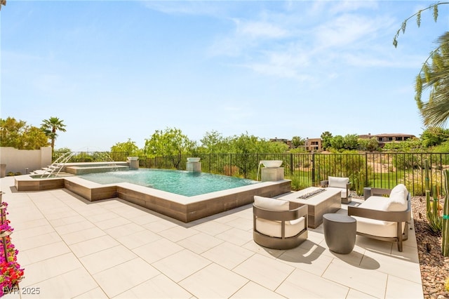 11453 Glowing Sunset Ln, Las Vegas, NV 89135 - view of pool with an outdoor fire pit and a patio area