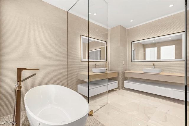 11453 Glowing Sunset Ln, Las Vegas, NV 89135 - full bath with a soaking tub and vanity